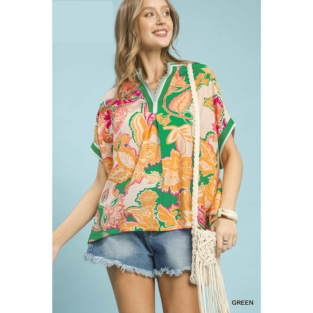 Umgee Abstract Print Oversized Top